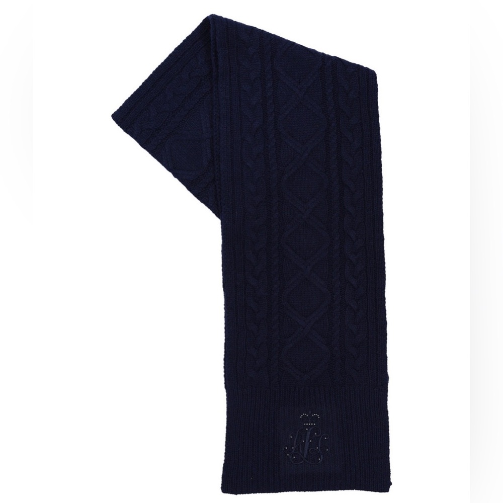 Lauren Ralph Lauren Direct Cable Scarf Navy NWT